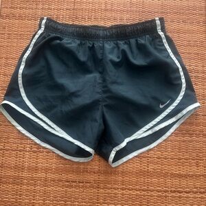 Nike Women's Dark Green Shorts with Light Green Accents